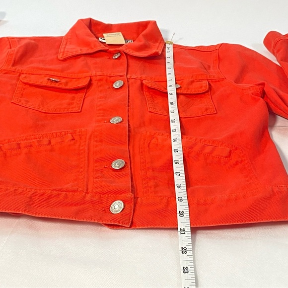 Les Copains Misselleci Vintage Jeans Crop Jacket Orange Red Size 40EU or S US - Picture 4 of 10